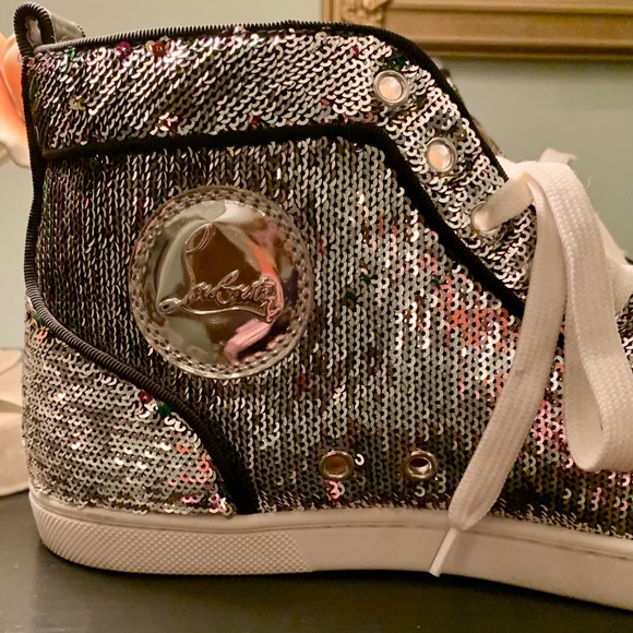 Christian Louboutin women's size 39 Bip Bip Orlato Flat Paillettes Sneakers - Picture 1 of 16